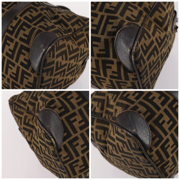 FENDI Zucca Canvas Boston Bag Black Brown Auth 141265 - Picture 14 of 16